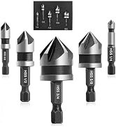 ROGAPER 5 Pcs Countersink Drill Bit Set, 82 Degree 5 Flute High-Speed Steel Countersink Drill Bit...