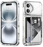 ACANDYA for iPhone 16 Case Wallet Clear Protective Phone Case with Credit Card Holder Heavy Duty ...