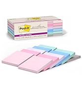 Post-it 100% Recycled Paper Super Sticky Notes, 3 in. x 3 in., 12 Pads, 70 Sheets per Pad, Wander...