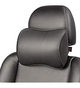 Aukee Memory Foam Car Neck Pillow Soft Leather Headrest for Driving Home Office Black (1PC)