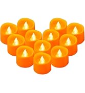 Yakpo 12 Pack Orange Tea Lights Battery Operated, Flameless Flickering Halloween LED Votive Teali...