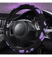 Car Pass Purple Butterfly Steering Wheel Covers, 14.5" to 15.5" Car Wheel Cover Universal Fit for...