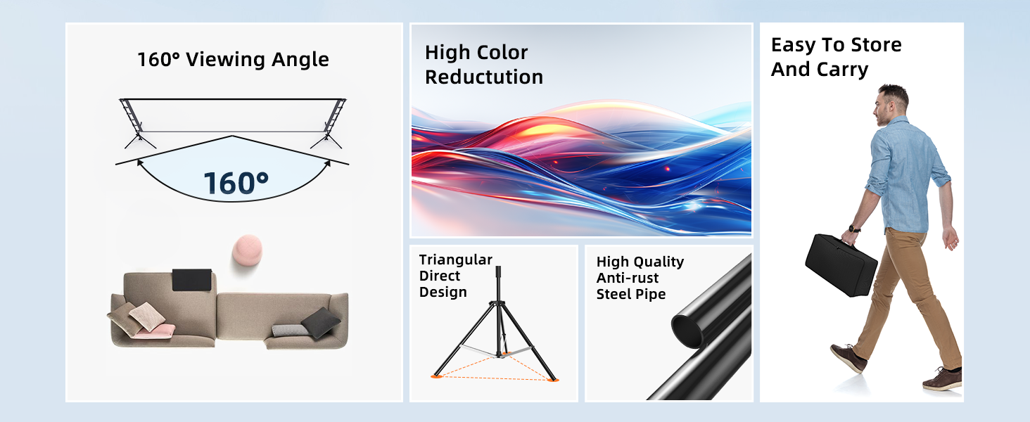 vamvo Projector Screen with Stand 120 inch