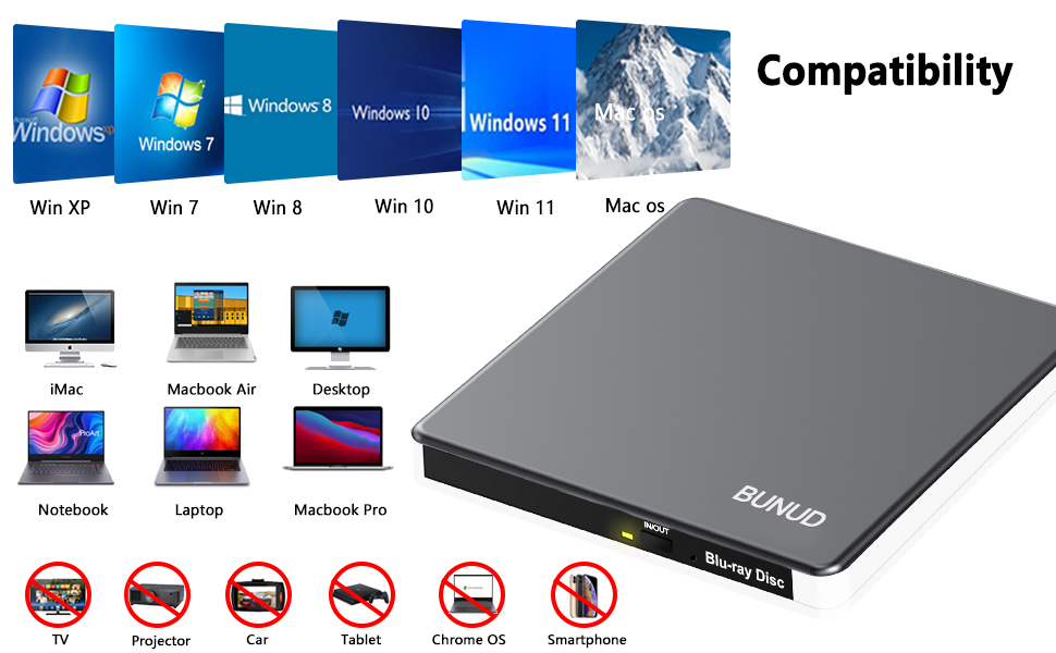 external slimline blu-ray dvd cd drive writer USB 3.0 M-Disc windows 11 10