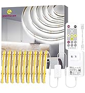 EMITEVER LED Strip Light, Cool White 5000K 16.4ft,24V DC COB Dimmable Tape Lights with RF Control...