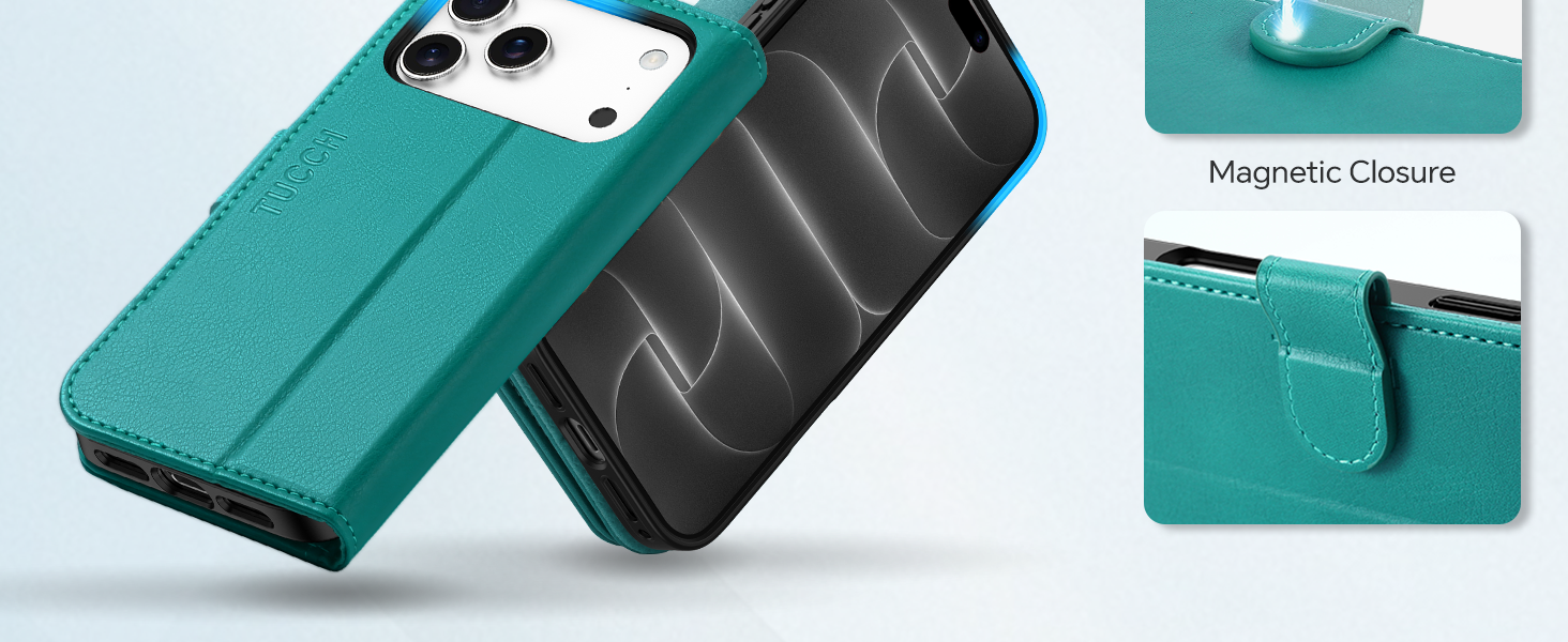 TUCCH Case Wallet for iPhone 17 Pro Max, Shockproof Shell Stand PU Leather Stand Protective Cover