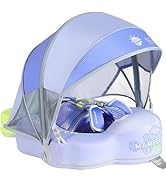 Mambobaby Non-Inflatable Baby Pool Float with Tail and Canopy UPF 50+ Sun Protection No Flip Over...
