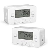BN-LINK 7-Day Heavy Duty Digital Timer with Dual Outlet, LCD Display, 3-Prong Programmable Design...
