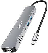 IKERY 7 in 1 USB-C Hub,4K HDMI,100W PD Charging, 2 USB 3.0 Ports & SD/TF Card Reader - Type-C Doc...