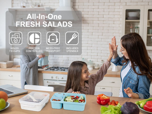 Caperci All-In-One Salad Lunch Container Set for Adults