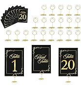 JOYIT 21 Sets Wedding Table Number 1-20 and Head Table Card with 21 Pcs Tables Number Holders, Bl...