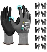 DULFINE MicroFoam Nitrile Coated 12 Pairs Work Gloves for Men Grey L | Strong Grip, Touchscreen, ...