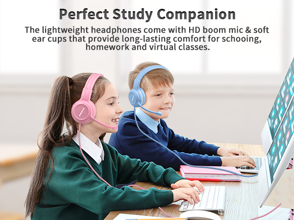 Wired Headphones with Microphone for Study