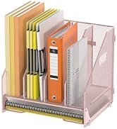 Docnest Desk File Holder Sorter, 4 Vertical Compartments Rack with Letter Tray, Mesh Magazine Fil...