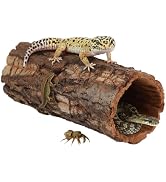 Homoyoyo Natural Cork Bark Round Reptile Hideout-hollow Tree Trunk Climbing Hide-wooden Terrarium...