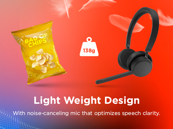 Light Weight- Lenovo Wireless Stereo Headset