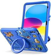 ProCase Kids Case for iPad A16 11th 2025/10th 2022, Rotating Stand, Blue | Shockproof kids case f...