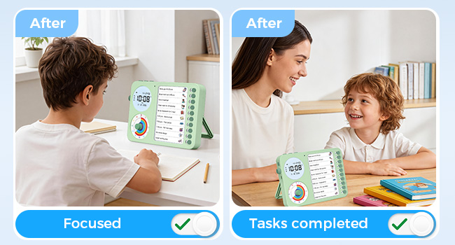 3 in 1 Visual Timer ADHD Tool Kids Adults Task Schedule Chore Planning Board Home White pink blue