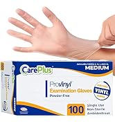 CARE PLUS Medical Pro Vinyl Exam Gloves | Latex & Powder Free, Rubber, Non Sterile Size S,M,L,XL ...