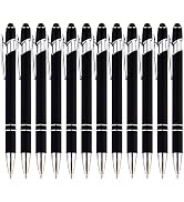 PASISIBICK 12 Pieces Black Ballpoint Pen with Stylus Tip, 2 in 1 Stylus Stylish Pen, Premium Meta...