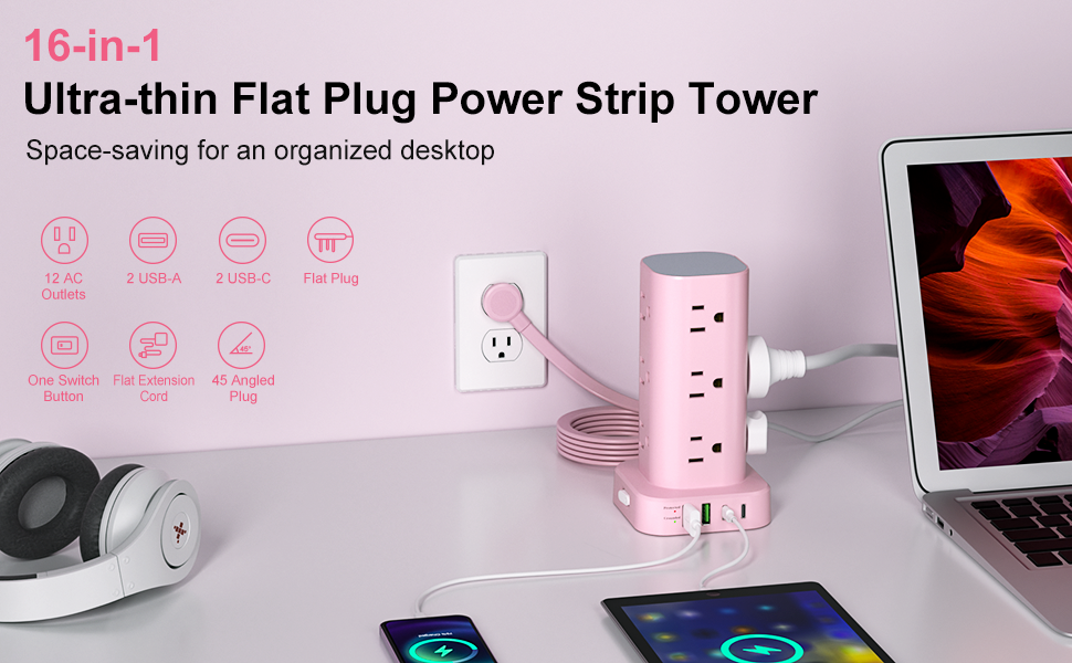 Surge Protector Power Strip Tower
