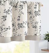 jinchan Linen Kitchen Valance for Windows 16 Inch Floral Double Layer Valance Living Room Laundry...
