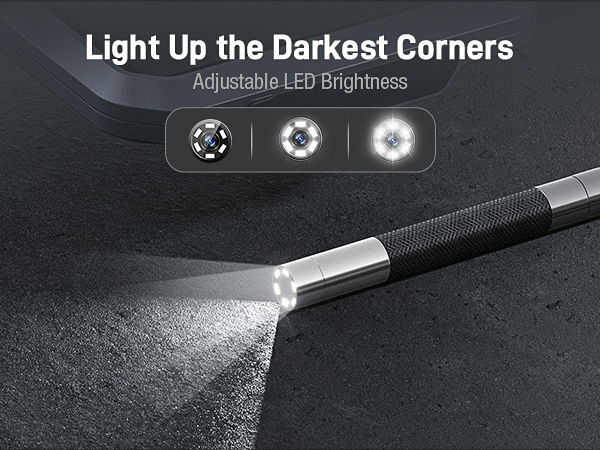 Two-Way Articulating Borescope with Adjustable LED Light