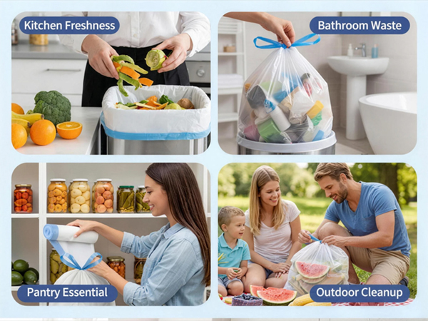 6 gallon bathroom trash bags drawstring clean garbage bags unscented plastic trash can liners
