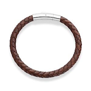 Braided Leather Bracelet 6mm Brown