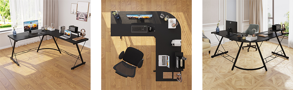 front side of home office computer desk