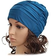 Ewanda store Colorful Pleated Nylon Cloth Swim Cap Large Swimming Cap Hot Spring Bathing Caps for...