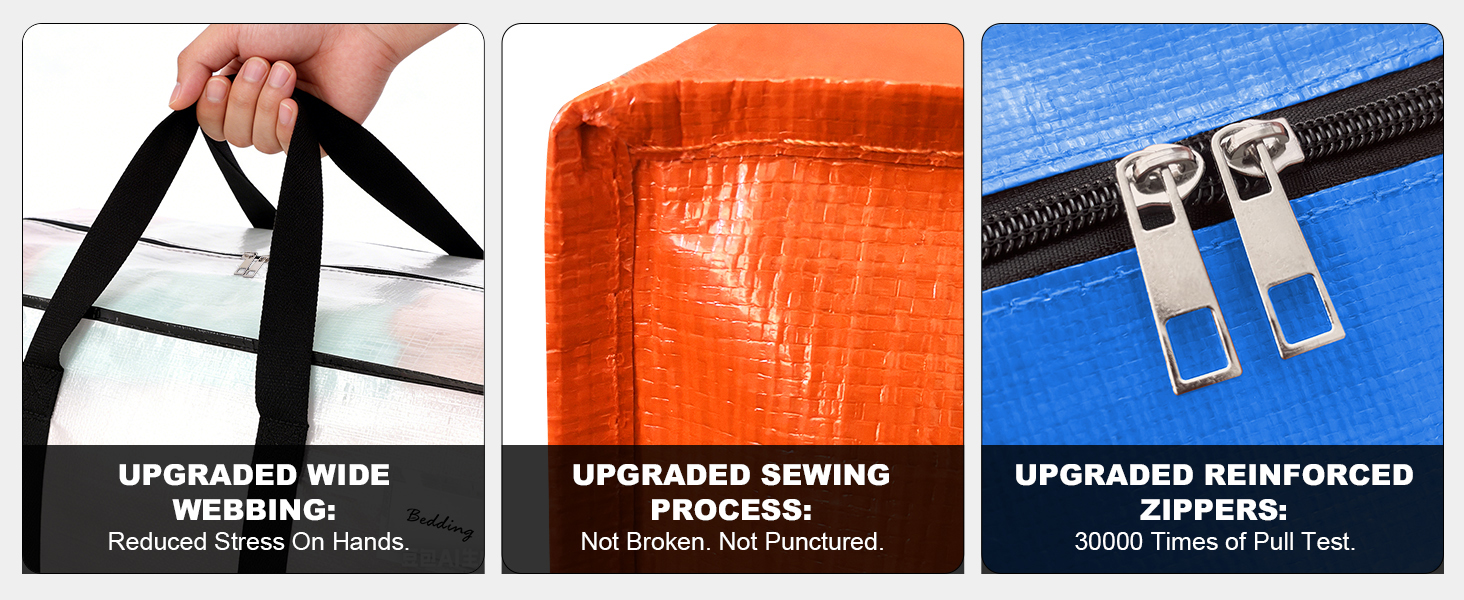 HOMESURE Supports 200lbs Heavy Duty Moving Bags - Durable Zipper & Wrap-Around Handles