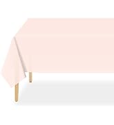 QIKSION 2 Pack Blush Pink Plastic Tablecloth Disposable Table Covers Pink Table Cloths for Partie...