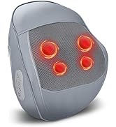 Yincook Rechargeable Back and Neck Massager with Heat,Deep Tissue 4D Kneading Massage Pillow for ...