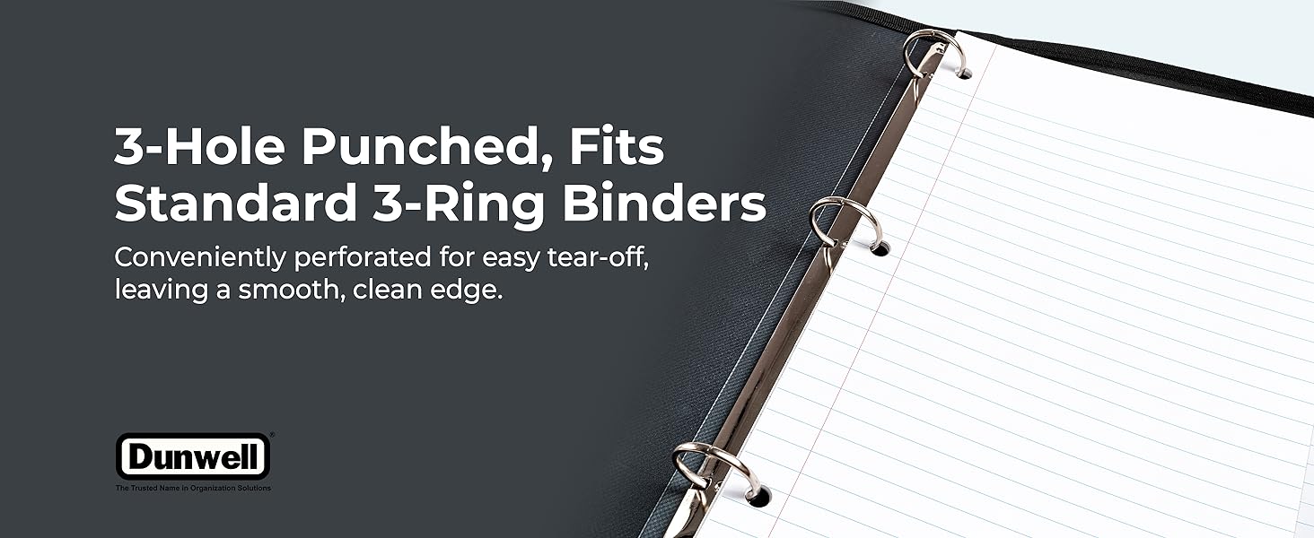 notebook 3 hole punch with hole punched standard three ring binder 8.5 by 11 rip away tearable