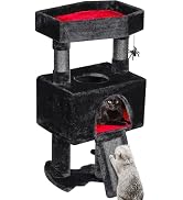 BEWISHOME Cat Tree Tower for Indoor Gothic Cat Trees with Coffin Bed, Cat Condo Cat House with Sc...