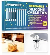 KLKE 52 Pack Silicone Cable Ties, Reusable Star Design Cord Organizer Straps in 2 Styles, Durable...