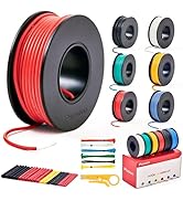 22 AWG Silicone Hook Up Wire Kit 22 Gauge Stranded Tinned Copper Silicone Coated, 6 Colors (Black...