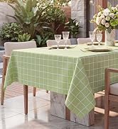 Romanstile Rectangle Vinyl Tablecloth, 100% Waterproof Oil-Proof Checkered Plastic Table Cloth, H...