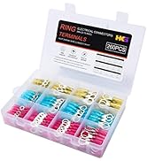HKS 260PCS Heat Shrink Ring Terminals -12-10 16-14 22-16 AWG - Tinned Red Copper 4 Sizes #10,1/4"...