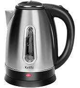 Ketfii Stainless Steel Electric Kettle, 1.8 Liters Tea, Coffee Kettle & Hot Water Boiler, 360° Sw...