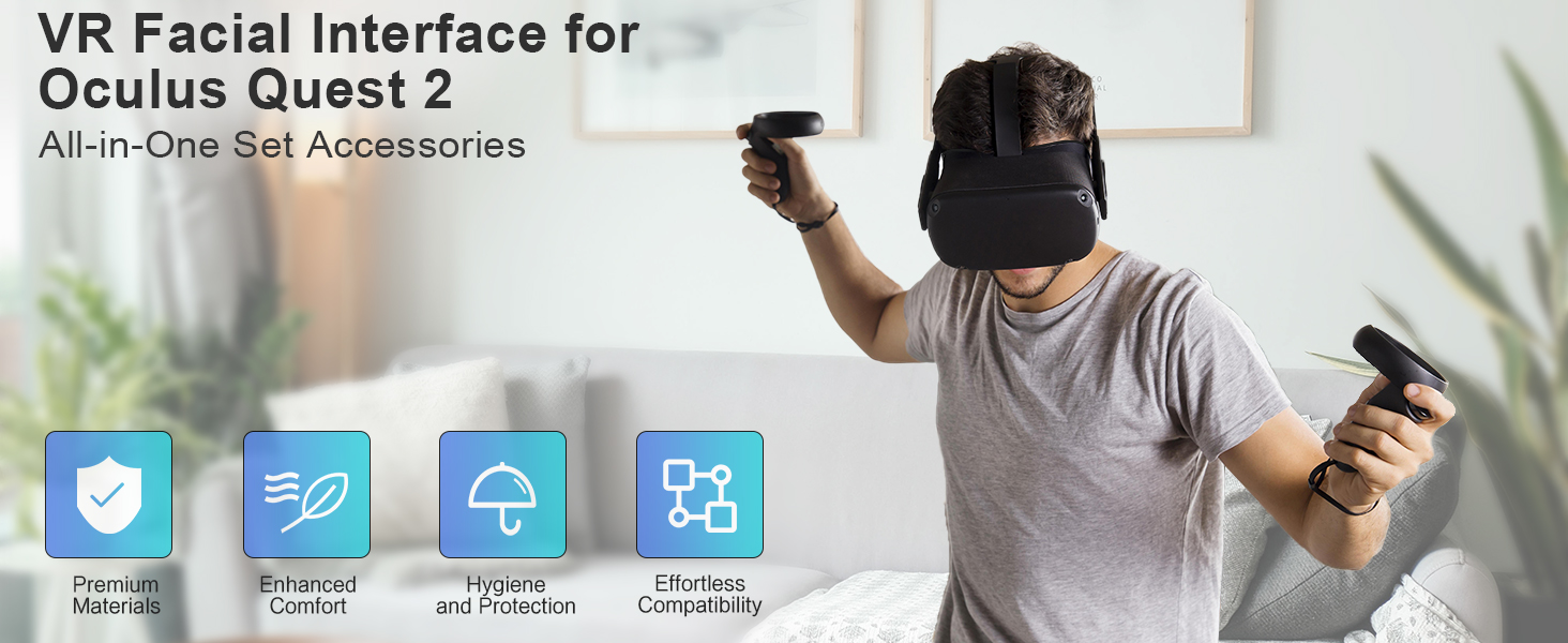 VR Facial Interface for Oculus Quest 2 Face Pad Replacement, Face Cushion Pad