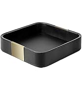 SANZIE Luxury Leather Desktop Storage Small Catchall Organizer Decorative Tray for Entryway Table...