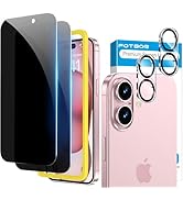 Fotbor for 2Pack iPhone 16 Privacy Screen Protector with 2Pack Camera Lens Protector, Anti Spy 9H...