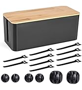 Cable Management Box - Wooden Style Cord Organizer Box to Hide Wires & Power Strips | Desk Comput...