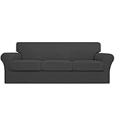 Easy-Going 4 Pieces Stretch Couch Cover Sofa Cover for Dogs Washable Sofa Slipcover for 3 Separat...