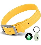 Wisedog Waterproof Dog Collar with Airtag Holder, Adjustable Soft Rubber Coated Webbing, Odor-Pro...