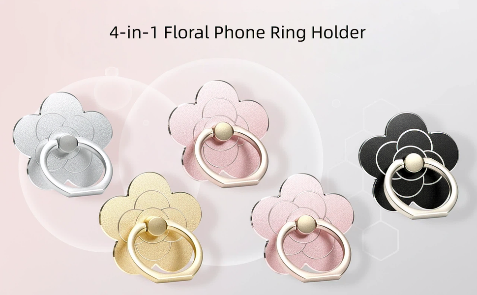 4-in-1 Floral Phone Ring Holder