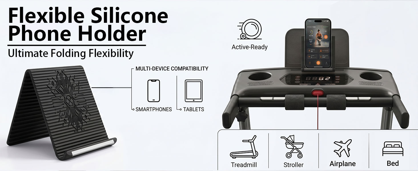 Treadmill Foldable Silicone Aluminum Phone Stand