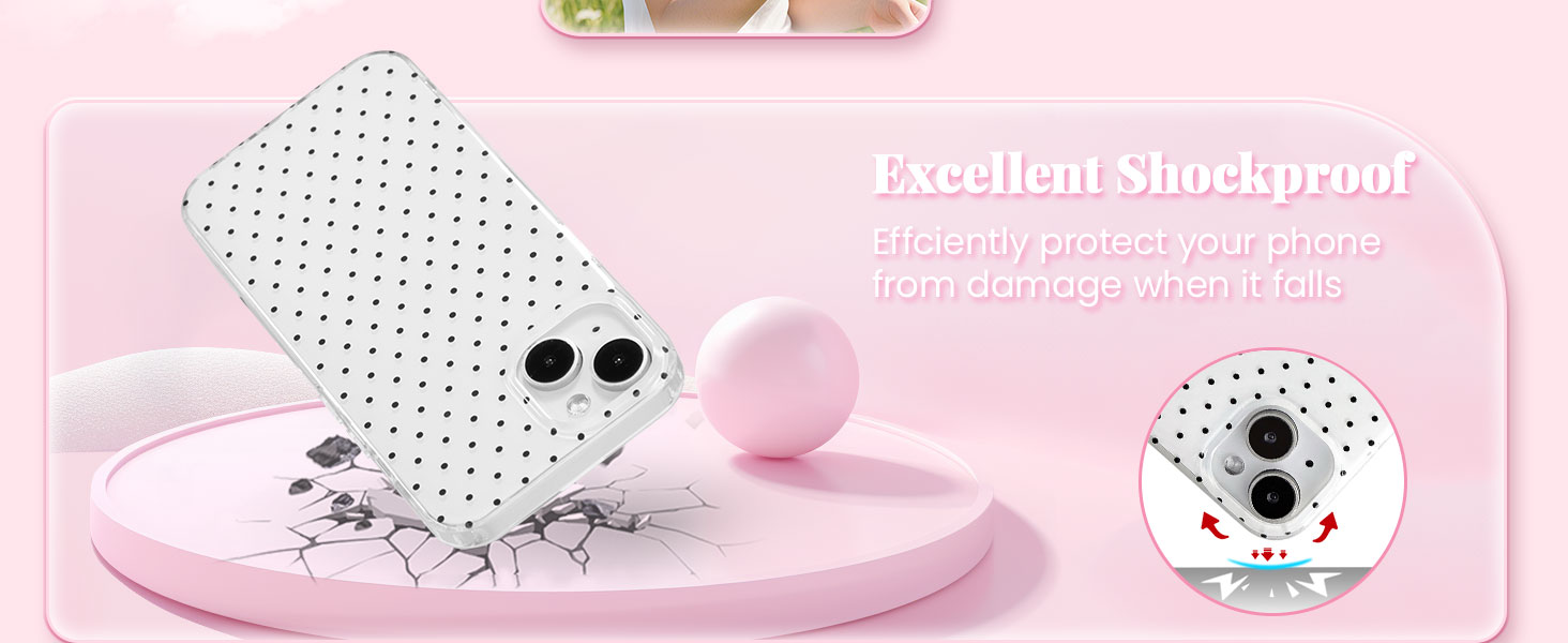 QLTYPRI Cute Polka Dot Shockproof Phone Case